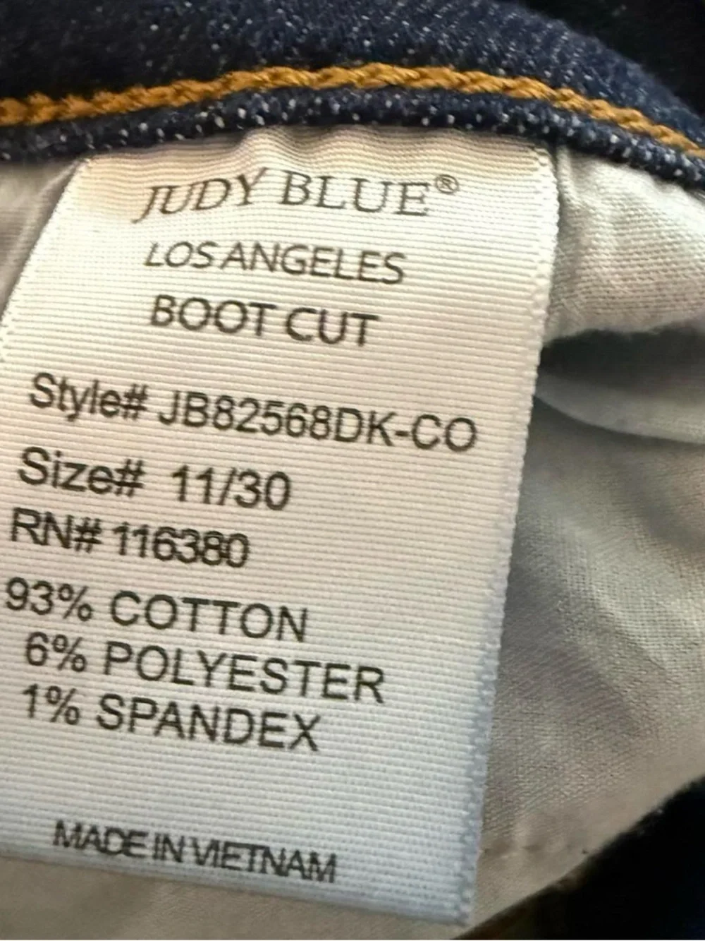 Judy Blue Boot Cut Jeans Women’s Size 11/30 Dark Wash Stretch High Rise - Picture 7 of 7